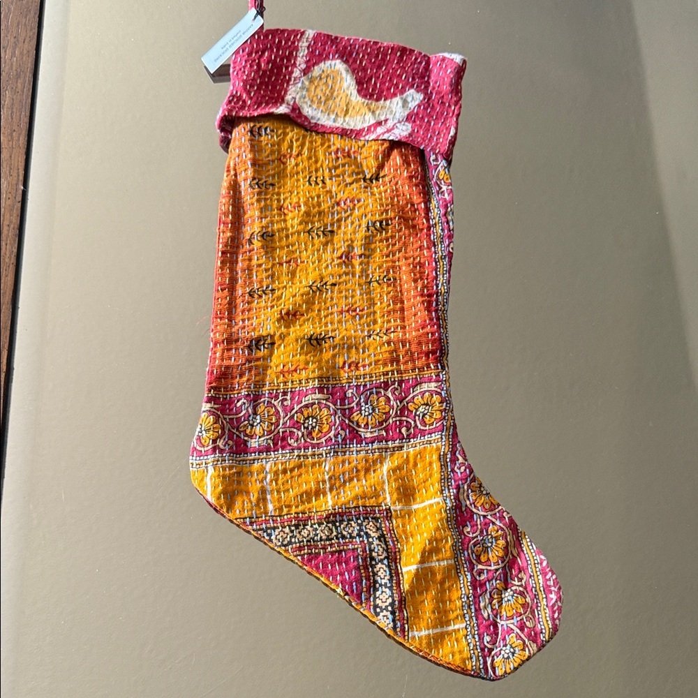 NWT Colorful Kantha Christmas Stocking
